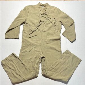 BASERANGE Women's Tan Jumpsuit Linen‎ Cotton Blend Tie Front Flawed Minimal SZ M